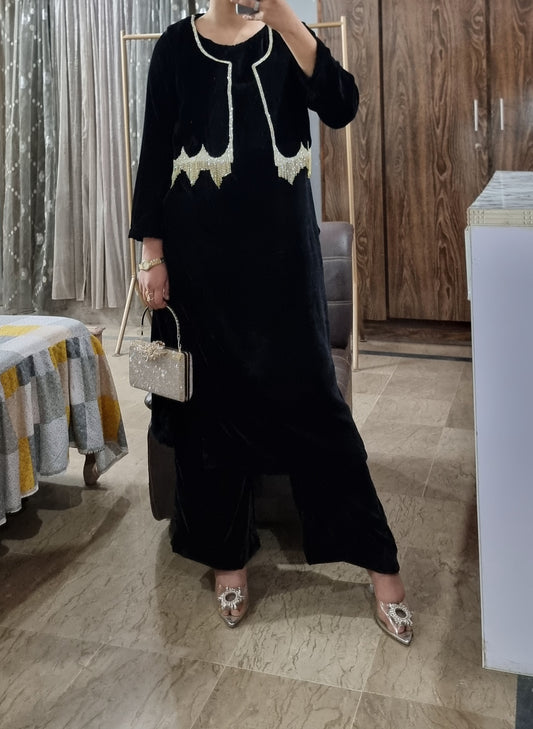 Valvet Rhine stones jacket dress