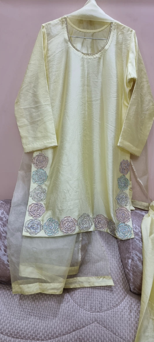 Butter yellow floral farshi set
